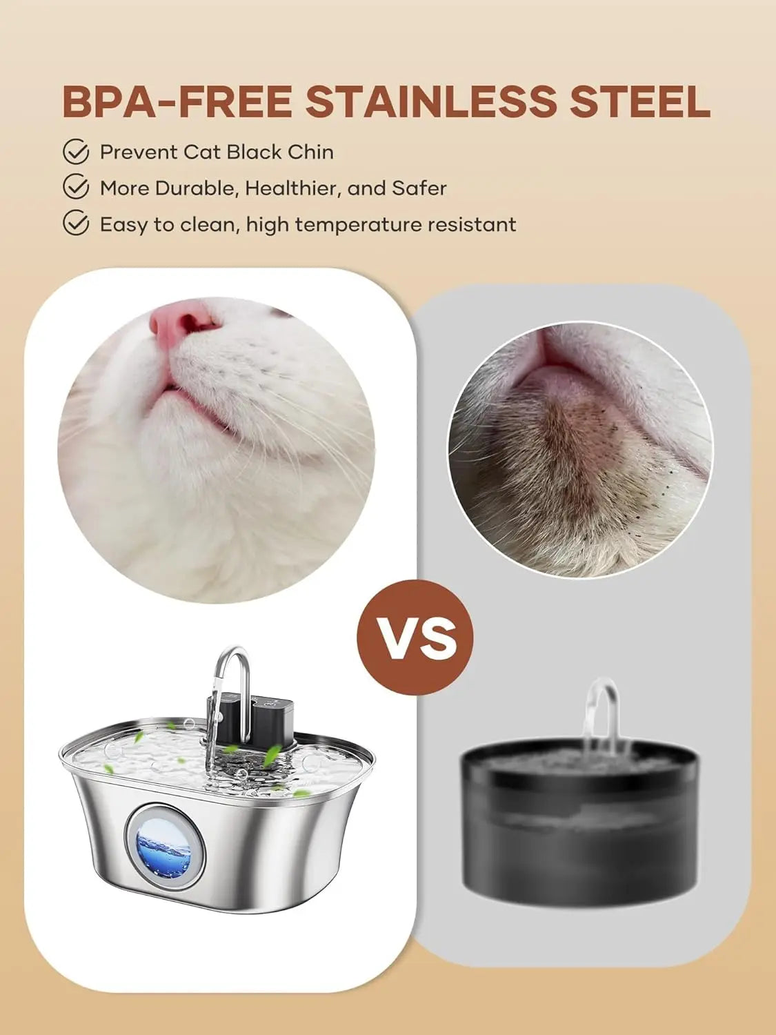 3.2L Stainless Steel Cat Water Fountain with Smart Sensor