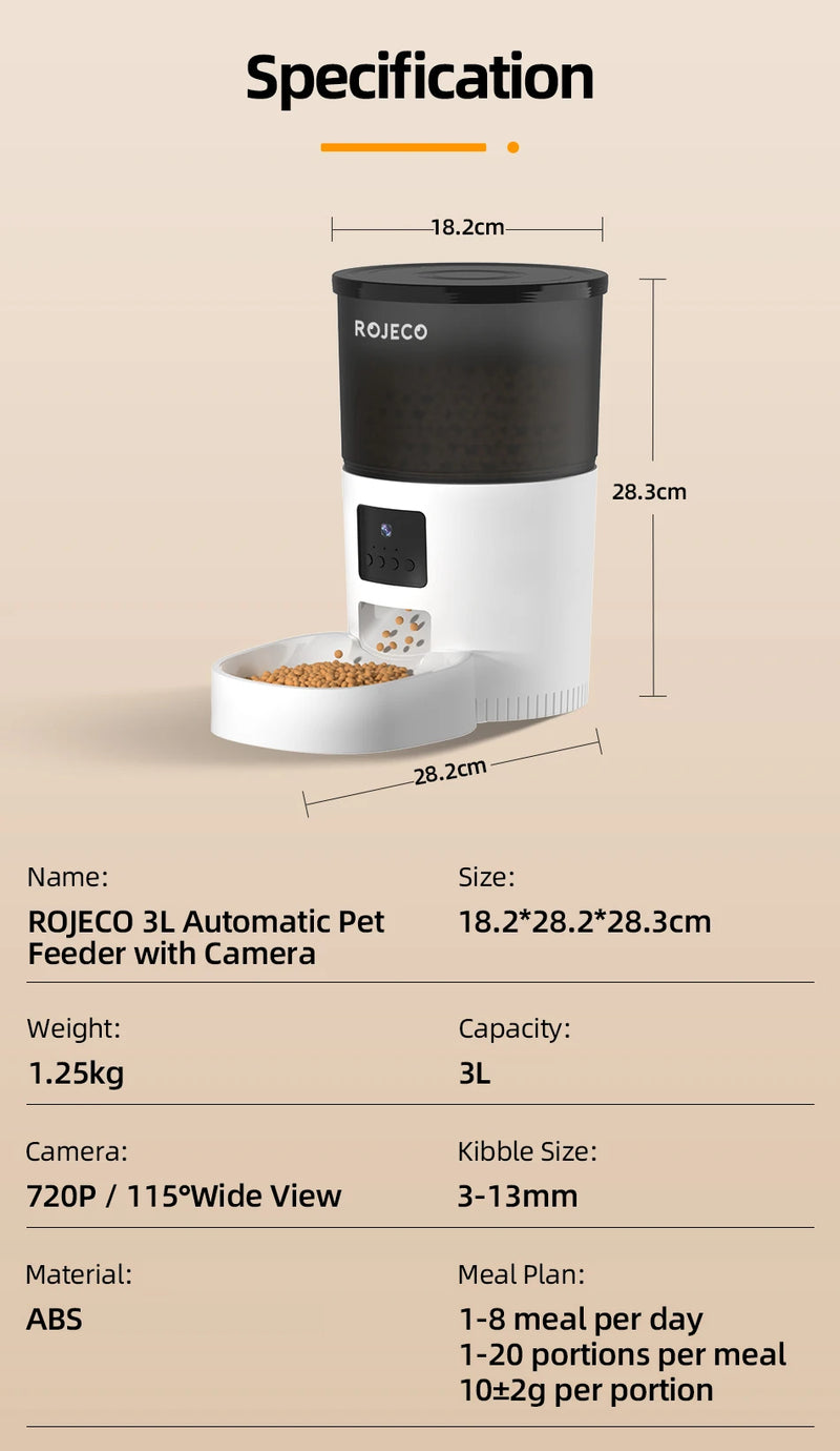 Smart Automatic Pet Feeder with Camera and Voice Recording