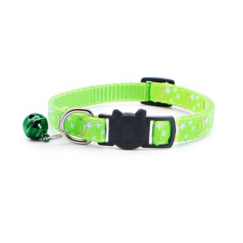 Reflective Star and Moon Cat Collar with Bell