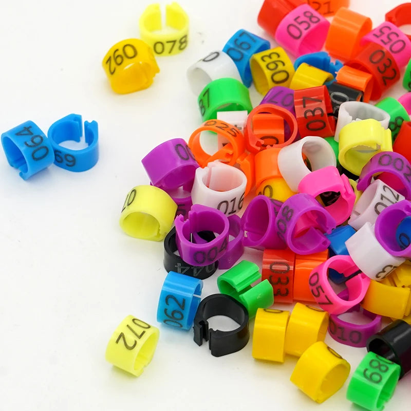 Bagues en plastique numérotées pour pattes d'oiseaux (9 mm)