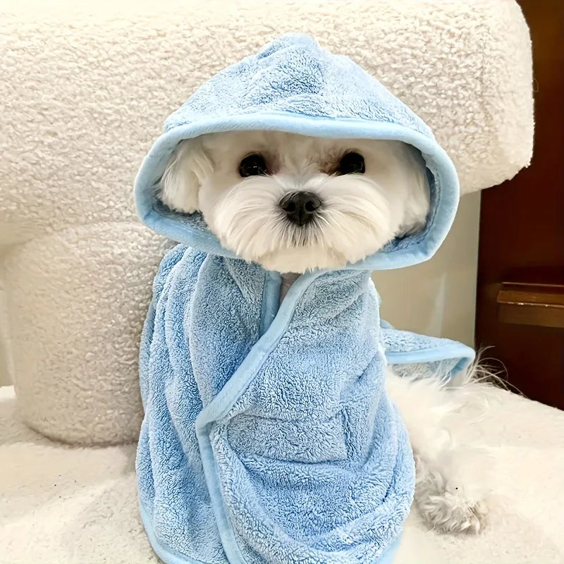 Soft Cotton Dog Bathrobe with Secure Fit