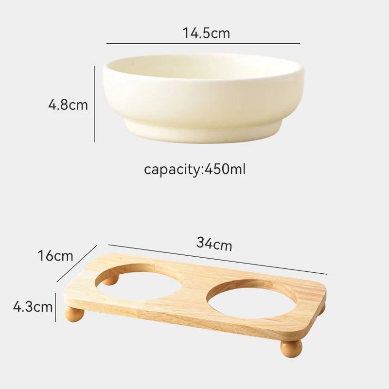 Elevated Ceramic Cat & Dog Bowl with Stand – 2-in-1 Food and Water Feeder