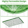 A close-up view of a green washable artificial grass dog potty mat with quick-drain turf.
