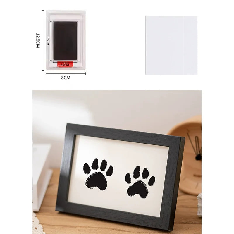 Wooden Baby Handprint & Pet Paw Print Keepsake Frame with Imprint Kit