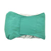 A teal reusable cotton dog belly band with a square pocket and a white lining.