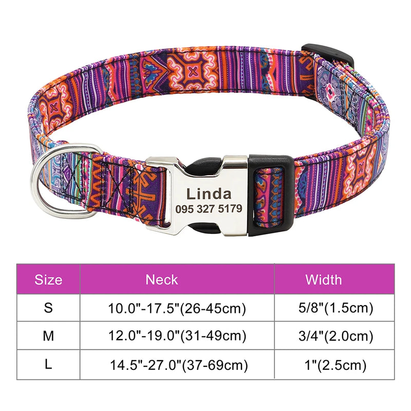 Personalisierte Nylon-Hundehalsband mit graviertem ID-Plättchen