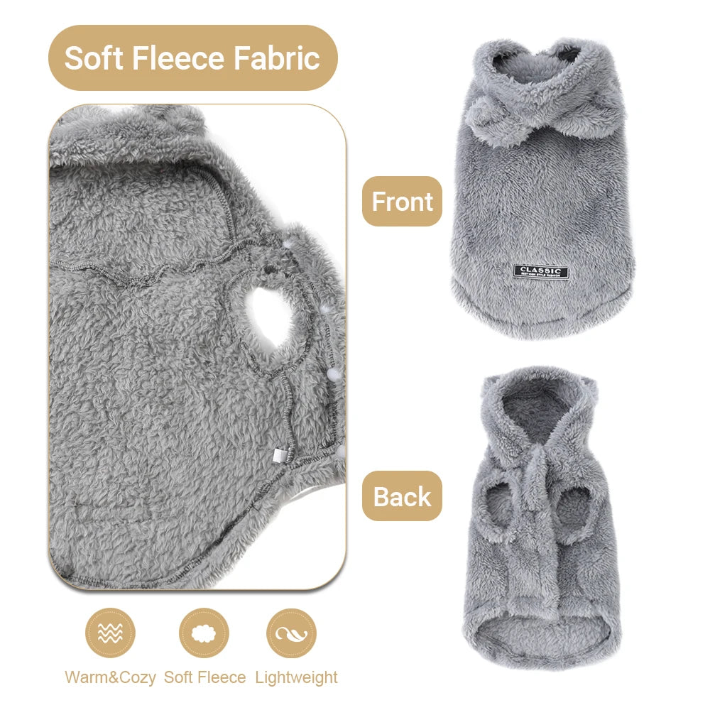Cozy Fleece Dog Hoodie for Small and Medium Breeds