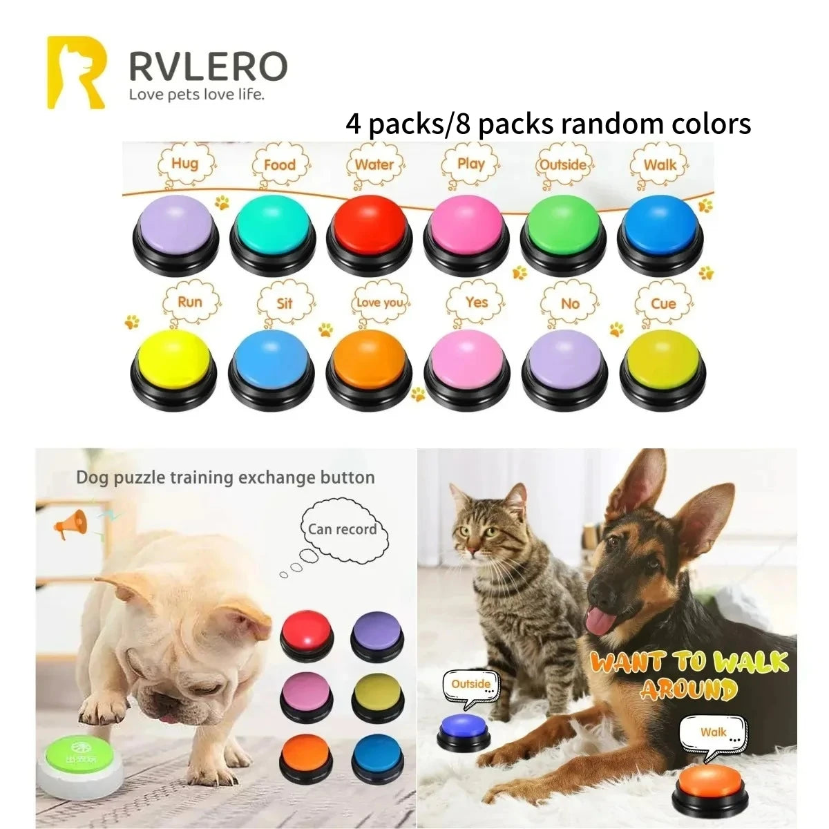 Recordable Pet Communication Button for Training and Play