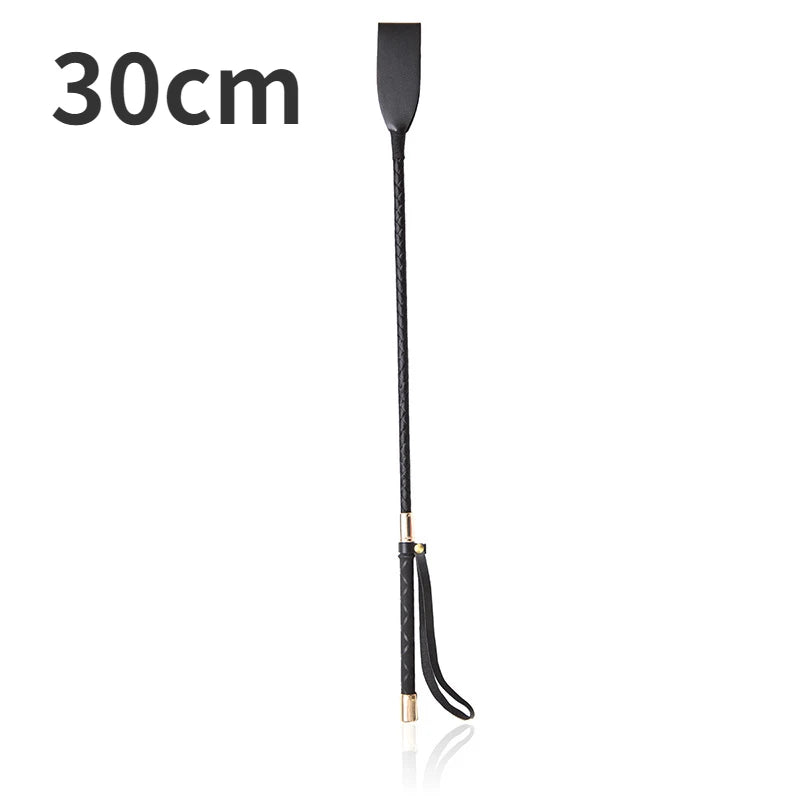 Schwarzer PU-Leder-Reitstab mit rutschfester Griffe, 30 cm lang.