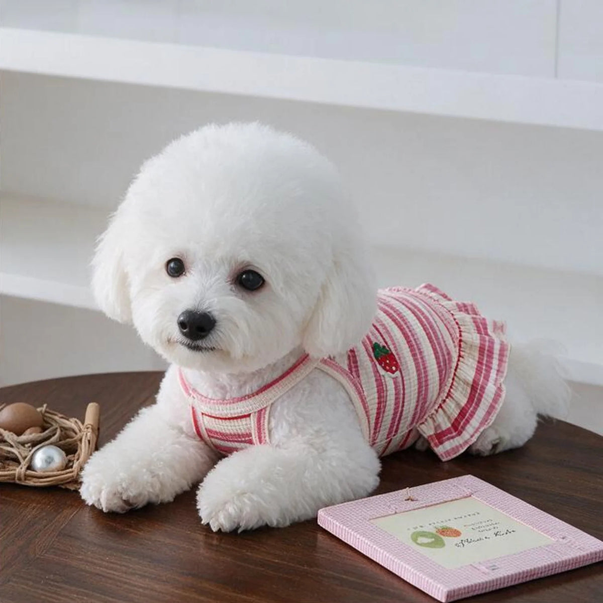 Sweet Strawberry Print Princess Dress for Small Dogs & Cats