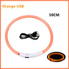 Orange USB light collar with a 50cm flexible wire and a circular light element.