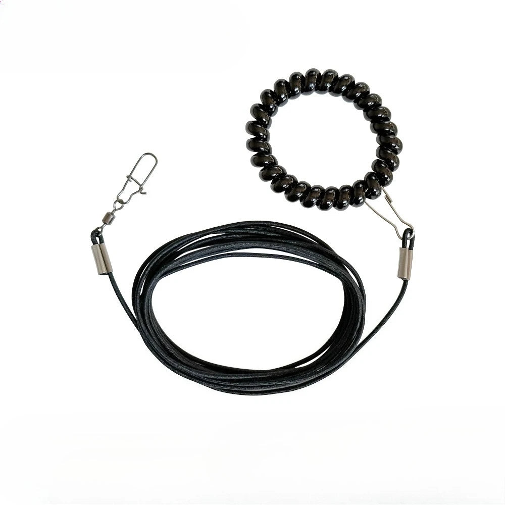 Black bird training harness with a safety leash and metal clips