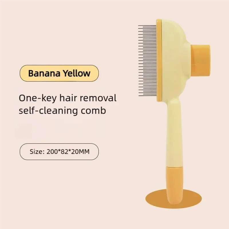 Self-Cleaning Pet Grooming Brush with One-Button Hair Release