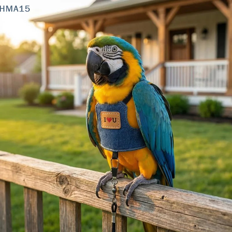 Adjustable Parrot Flying Harness with Leash for Small to Medium Birds