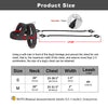 Diagram showing the size and dimensions of an adjustable weight pulling training harness for dogs.