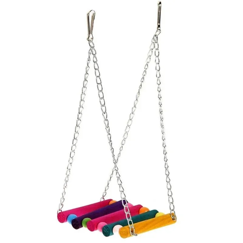 Hamaca de Madera Colorida para Aves