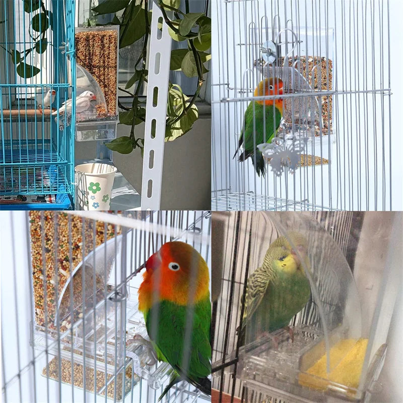 Sauberer Acryl-Vogelfutter- & Tränkespender für Wellensittiche