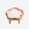 Ceramic Pet Bowl with Wood Stand – Elegant Bow Knot Design