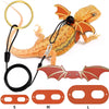 Adjustable bearded dragon harness with bat wings shown in various sizes S M L