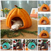 3D Pumpkin Pet House - Semi-Enclosed Bed with Removable Cushion