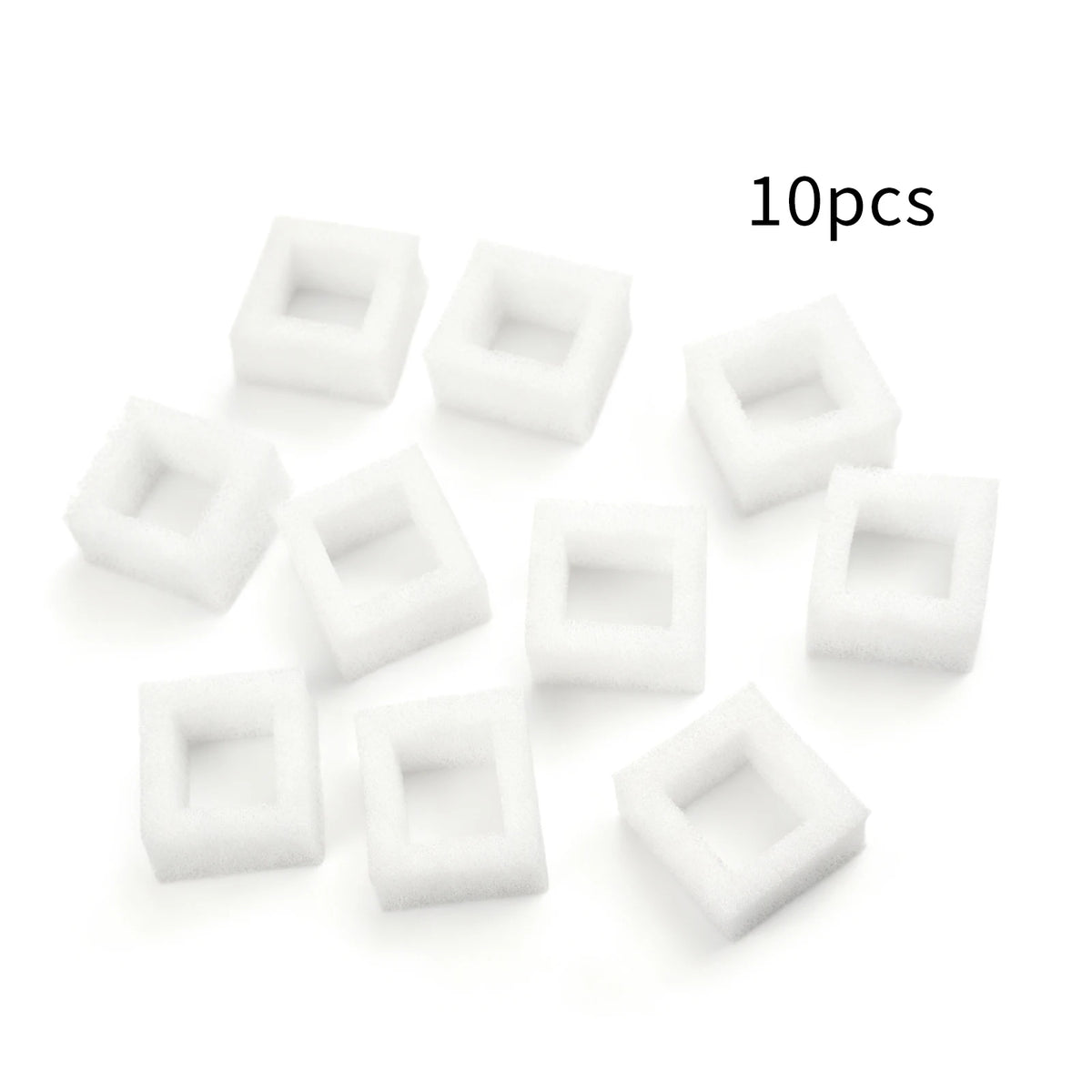 Ten white silicone cat water fountain inserts or components.