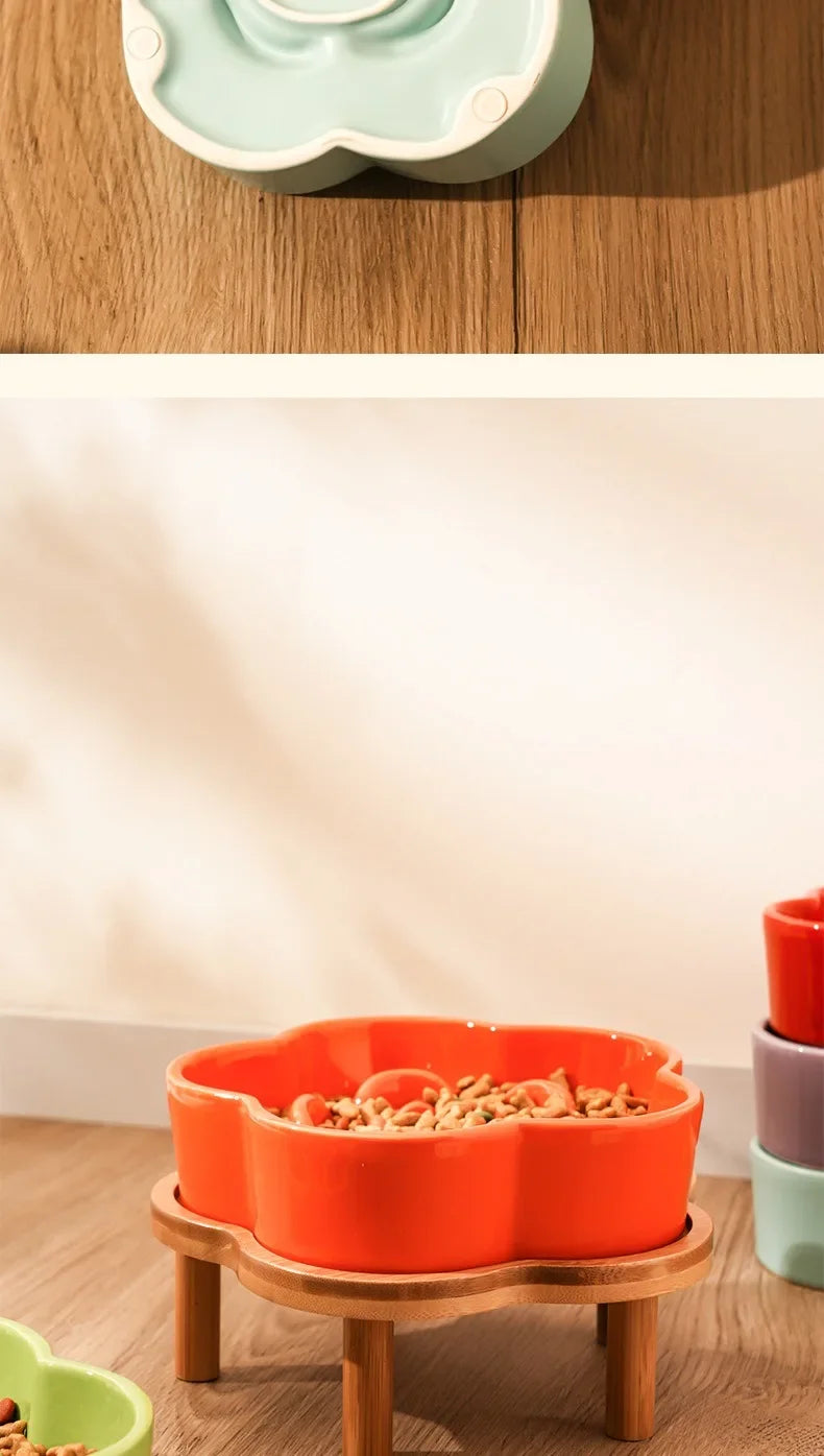 Ceramic Slow Feeder Bowl for Cats and Small Dogs