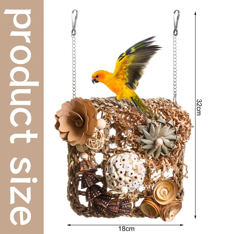 Natural Seagrass Foraging Mat and Climbing Wall for Small Birds