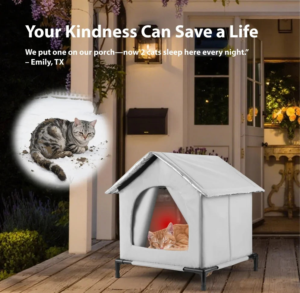 All-Season Waterproof Foldable Cat House with Cooling & Warming Features
