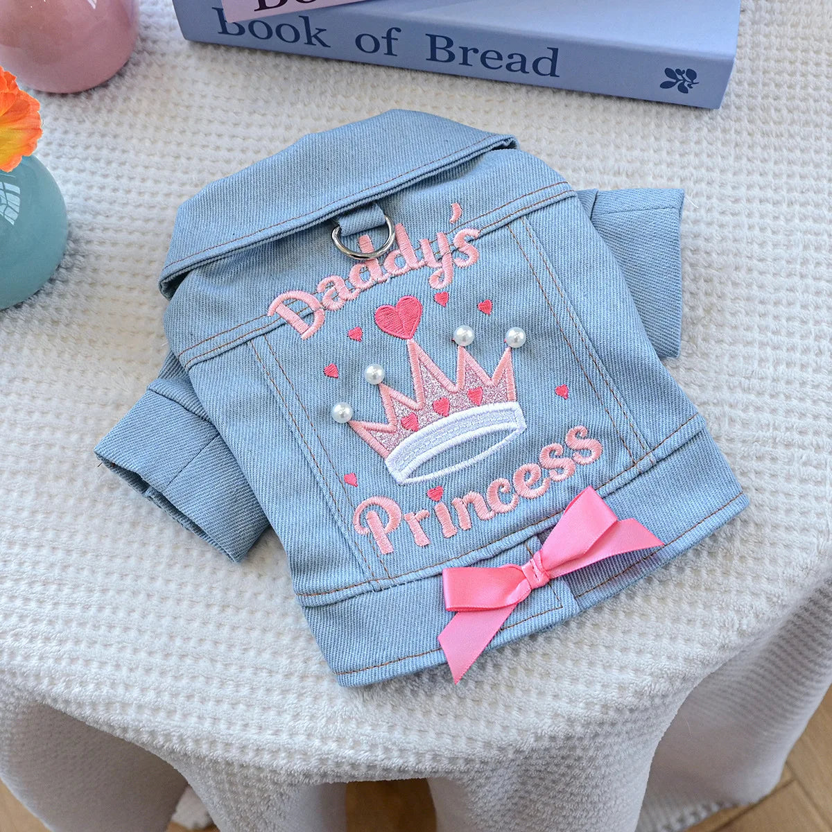 Charming Denim Jacket for Small Dogs with Playful Prints
