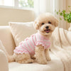 Striped Mesh Dog Outfit with Bow and Ruffles for Small to Medium Breeds