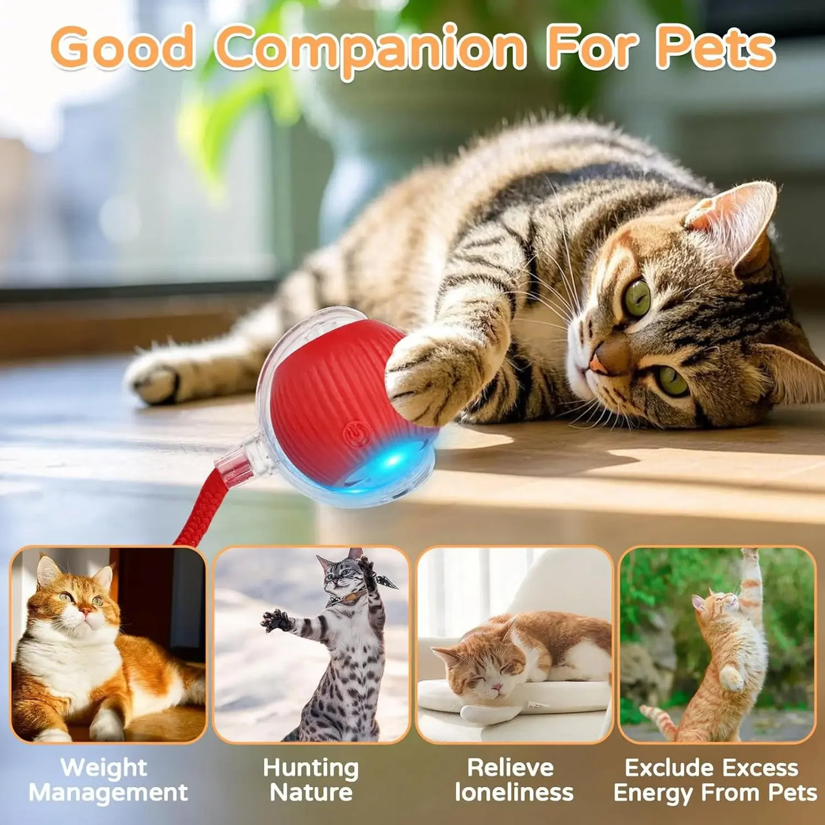 Automatic Interactive Rolling Cat Toy with Bird Sounds