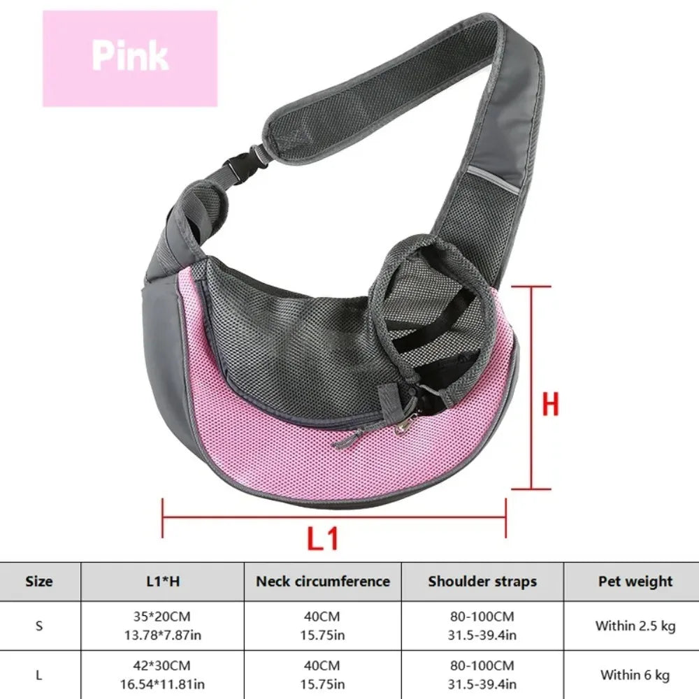 Breathable Mesh Pet Carrier Sling for Small Dogs and Cats