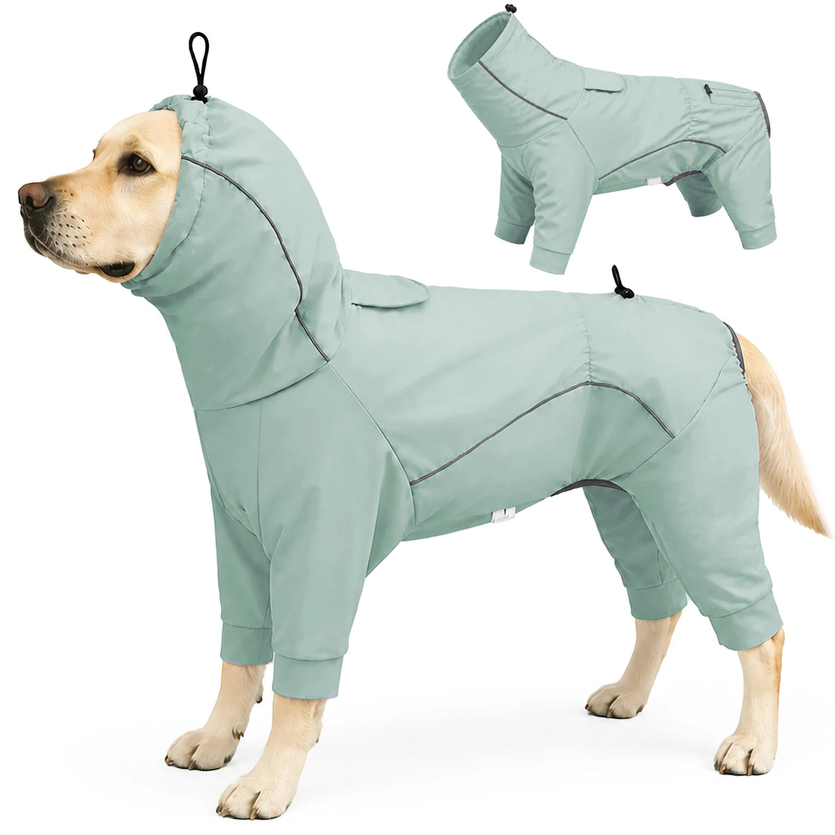 Waterproof Dog Raincoat with Reflective Stripe and Hood