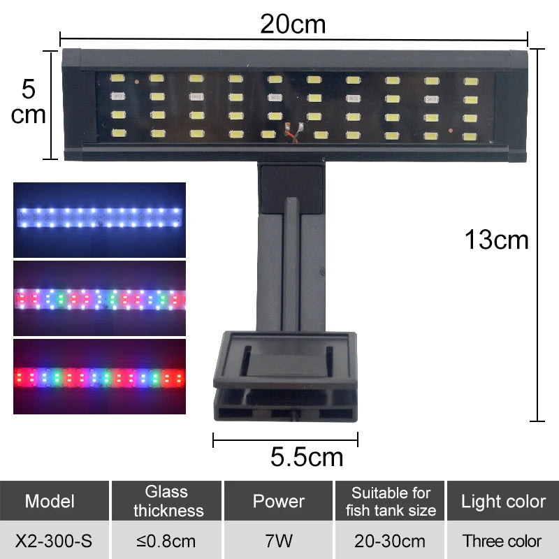 Lampe LED à clipser pour aquarium, fine, idéale pour la croissance des plantes