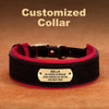 Wide Personalized PU Leather Dog Collar With Custom Name Tag