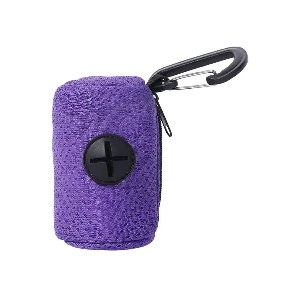 Portable Mesh Dog Waste Bag Dispenser with Carabiner Clip