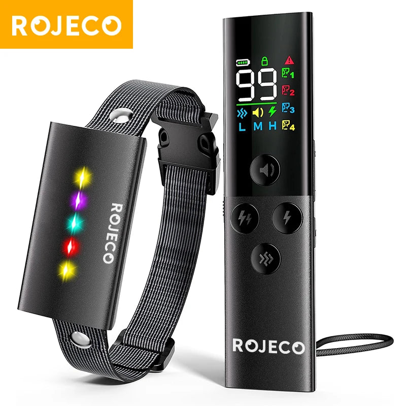 طوق تدريب كلاب مقاوم للماء وريموت كنترول أسود من ROJECO