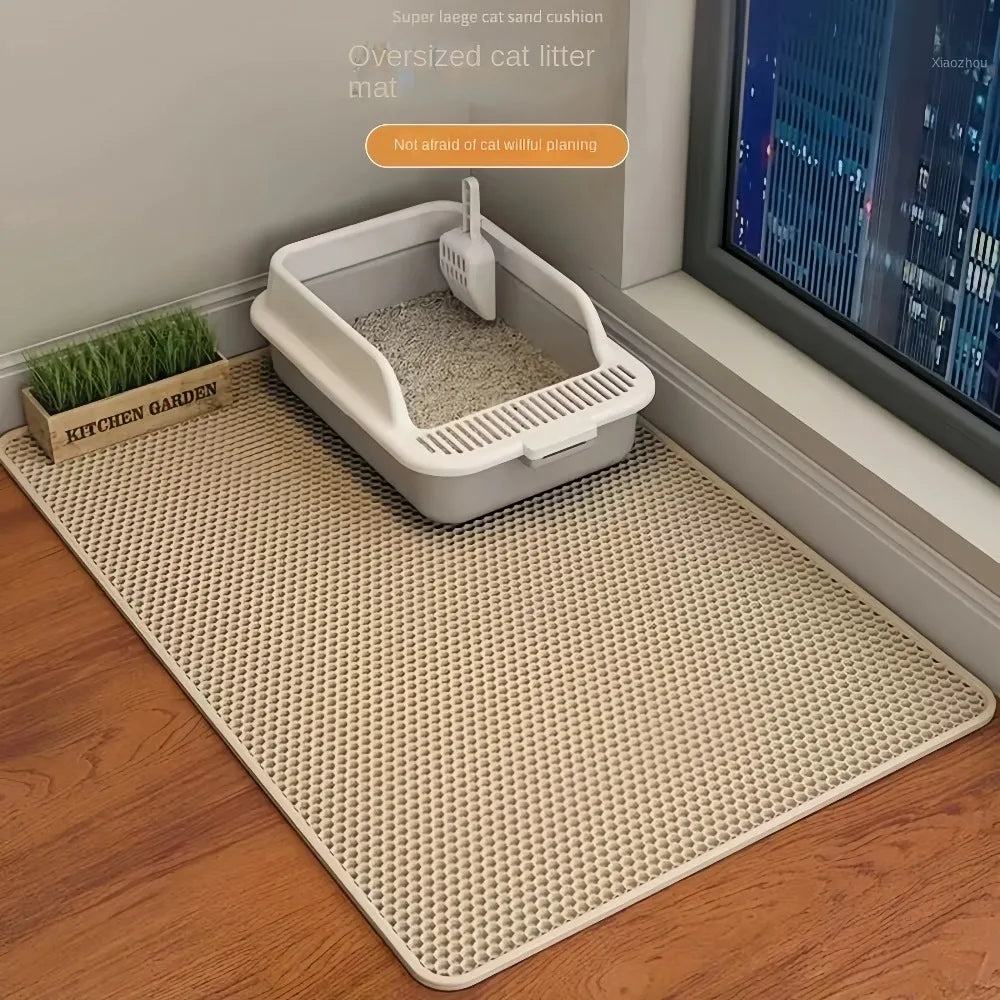 Double-Layer Waterproof Cat Litter Mat with Non-Slip Backing