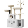 2-in-1 Cat Tree with Hidden Litter Box Enclosure, White