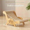 A wooden cat deck chair or scratcher pad with a woven fabric surface shown in a light wood tone.