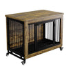 Wooden Dog Crate Furniture with 3 Doors and Locking Wheels
