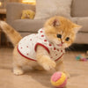 Ruffled Collar Cat Strawberry Vest with Cherry Pattern