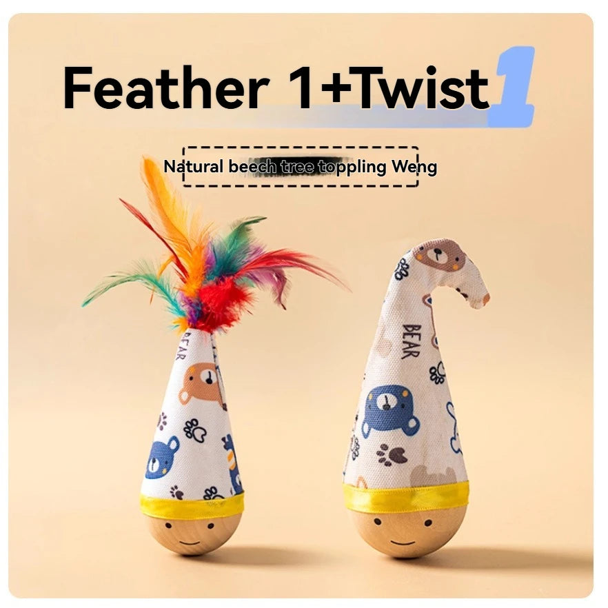 A feather toy featuring a natural beech tree toppling wing and a twist design for indoor play.