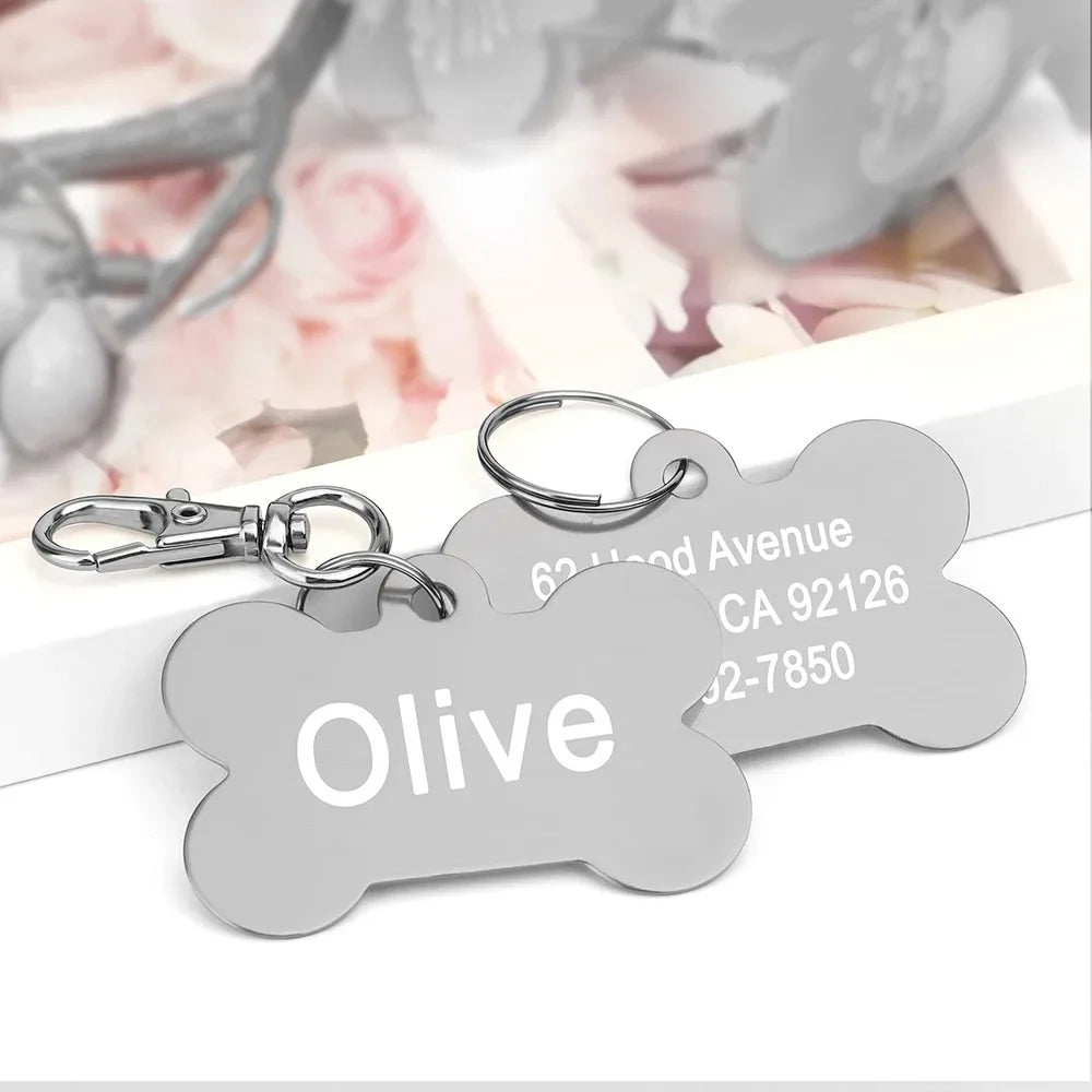 Personalized Bone-Shaped Pet ID Tag with Custom Engraving