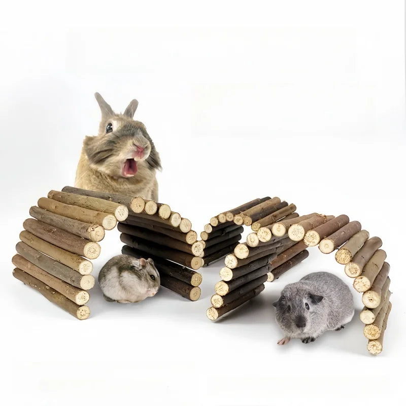 Natural Willow Branch Small Pet Chew Toy with Climbing Arch Bridge