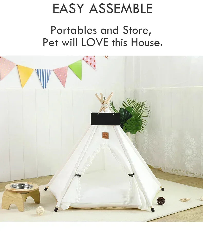 Pet Teepee Tent with Cushion and Personalization Board