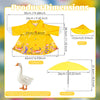 Yellow goose outfit and umbrella with dimensions for lawn decor