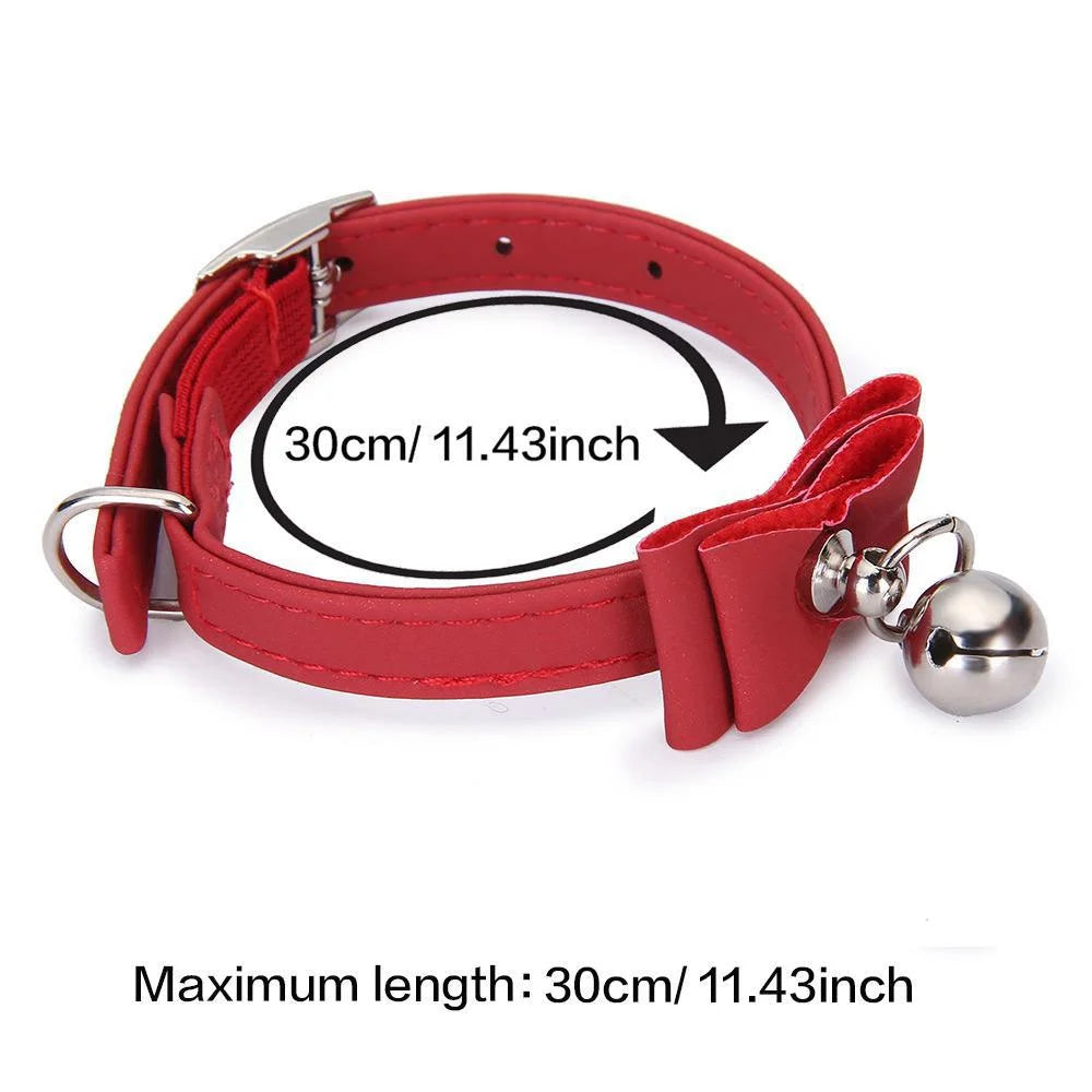 Velvet Bow Tie Pet Collar with Bell for Cats and Small Dogs