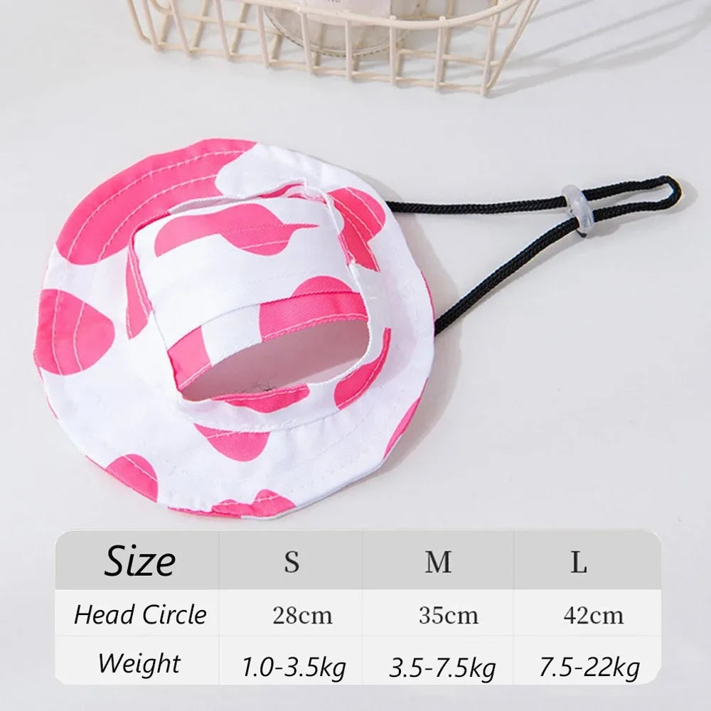 Adjustable Pet Bucket Hat with Ear Openings for Sun Protection