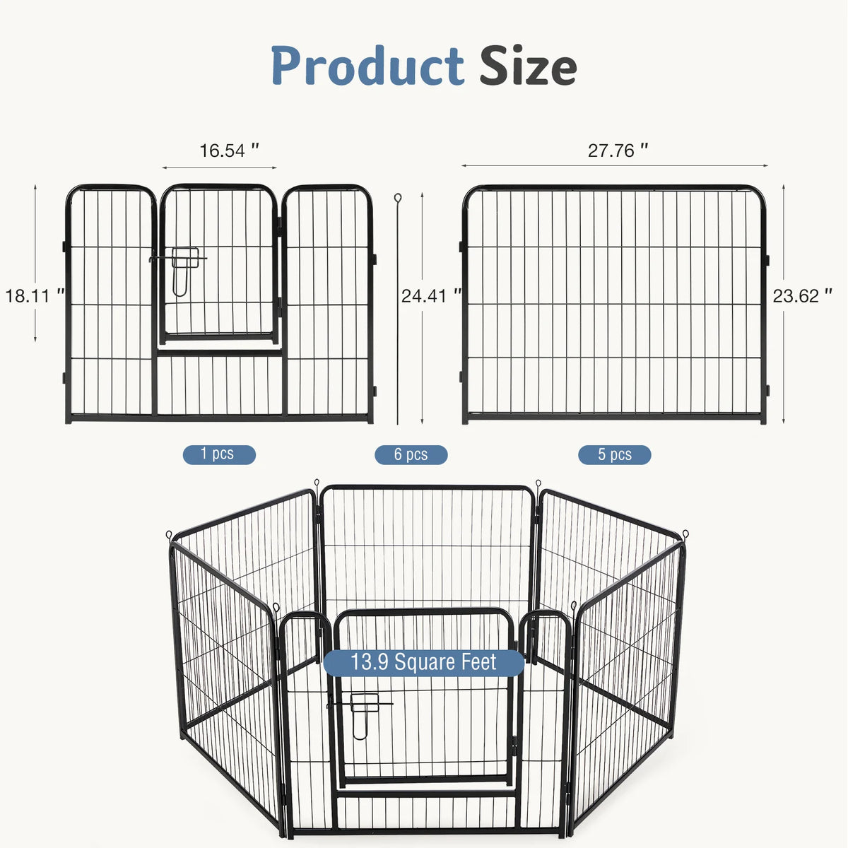 Foldable Metal Dog Playpen with Door - Indoor & Outdoor Pet Fence